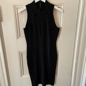 Black ribbed body con dress.